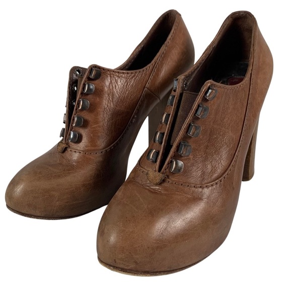 Chloe Silverado Brown Lace Up Mary Jane Wooden Block Heel Oxford Pump Size 7.5 - Picture 9 of 9